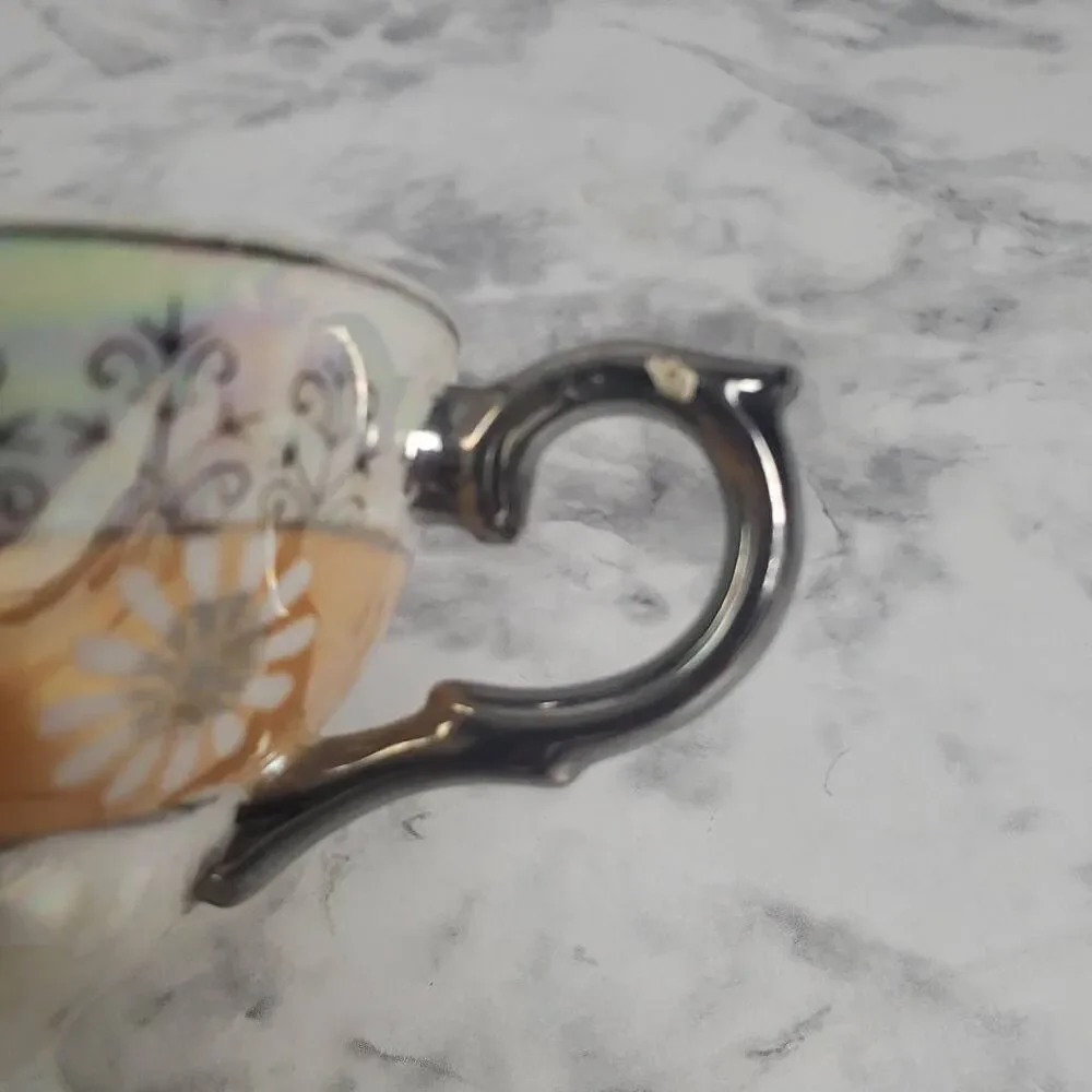 Vintage Lusterware Orange Pedestal Tea Cup